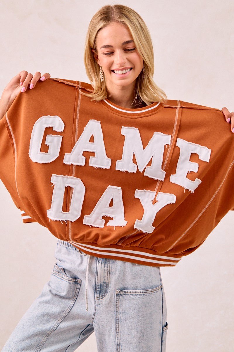 BiBi Gameday Patchwork Stitch Detail French Terry Top - Wow Store