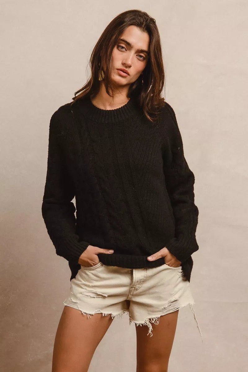 BiBi Twist Knitted Open Shoulder Sweater - Wow Store