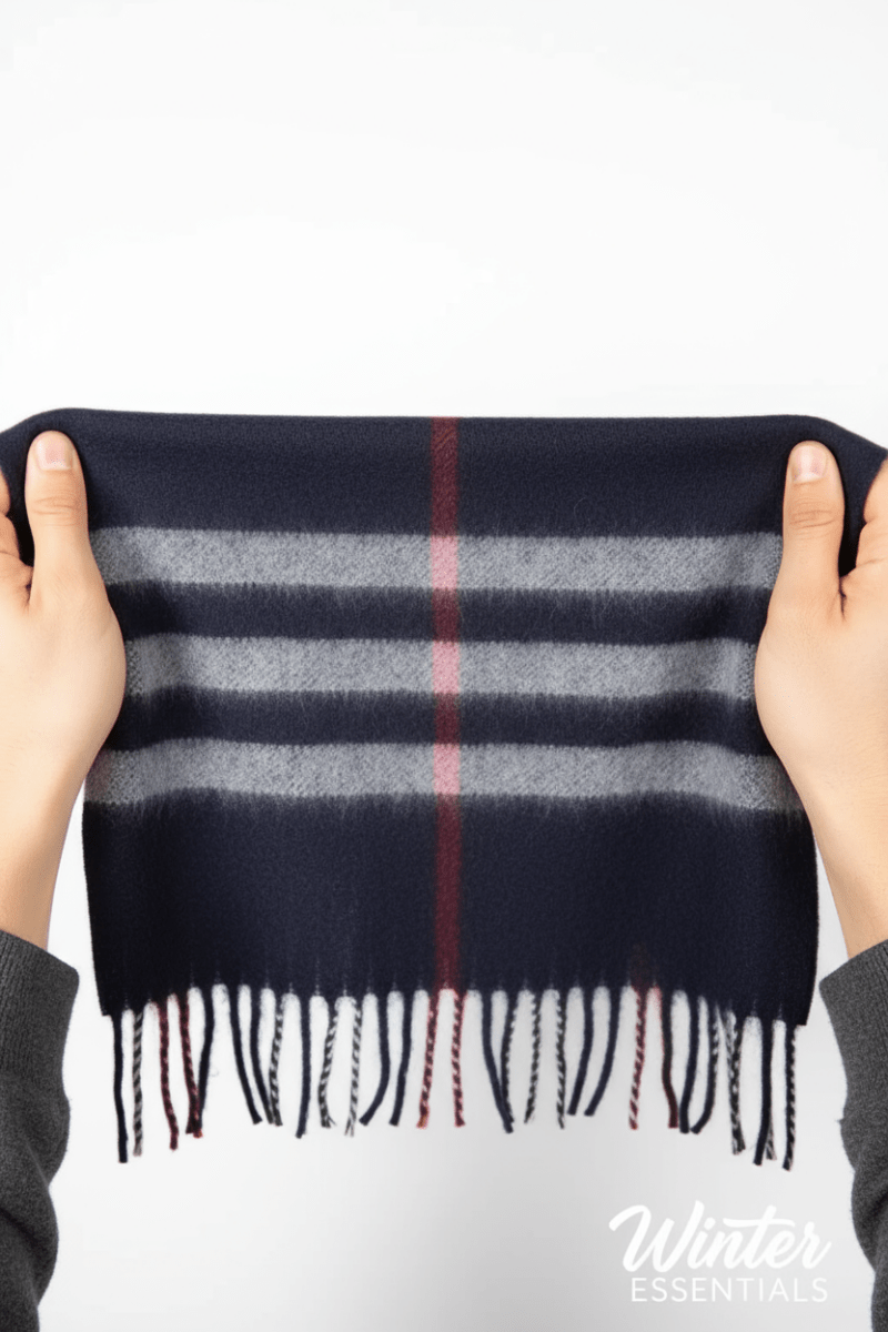 Blue Plaid Scarf Ultra Plush Pashmina Wool Blend 6ft Long Unisex Navy - Wow Store