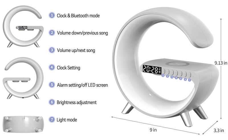 Bluetooth Speaker Wireless Charger Lamp - Wow Store