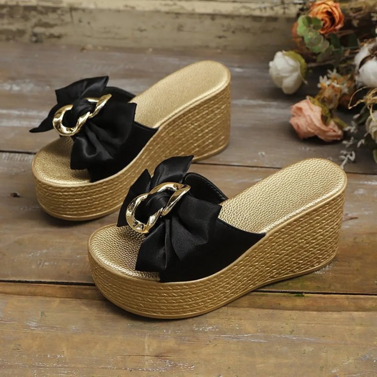 Bow Platform Wedge Sandals - Wow Store