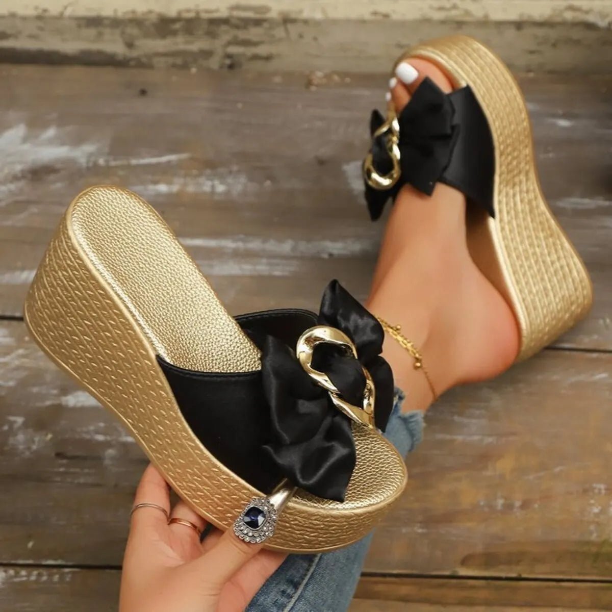 Bow Platform Wedge Sandals - Wow Store