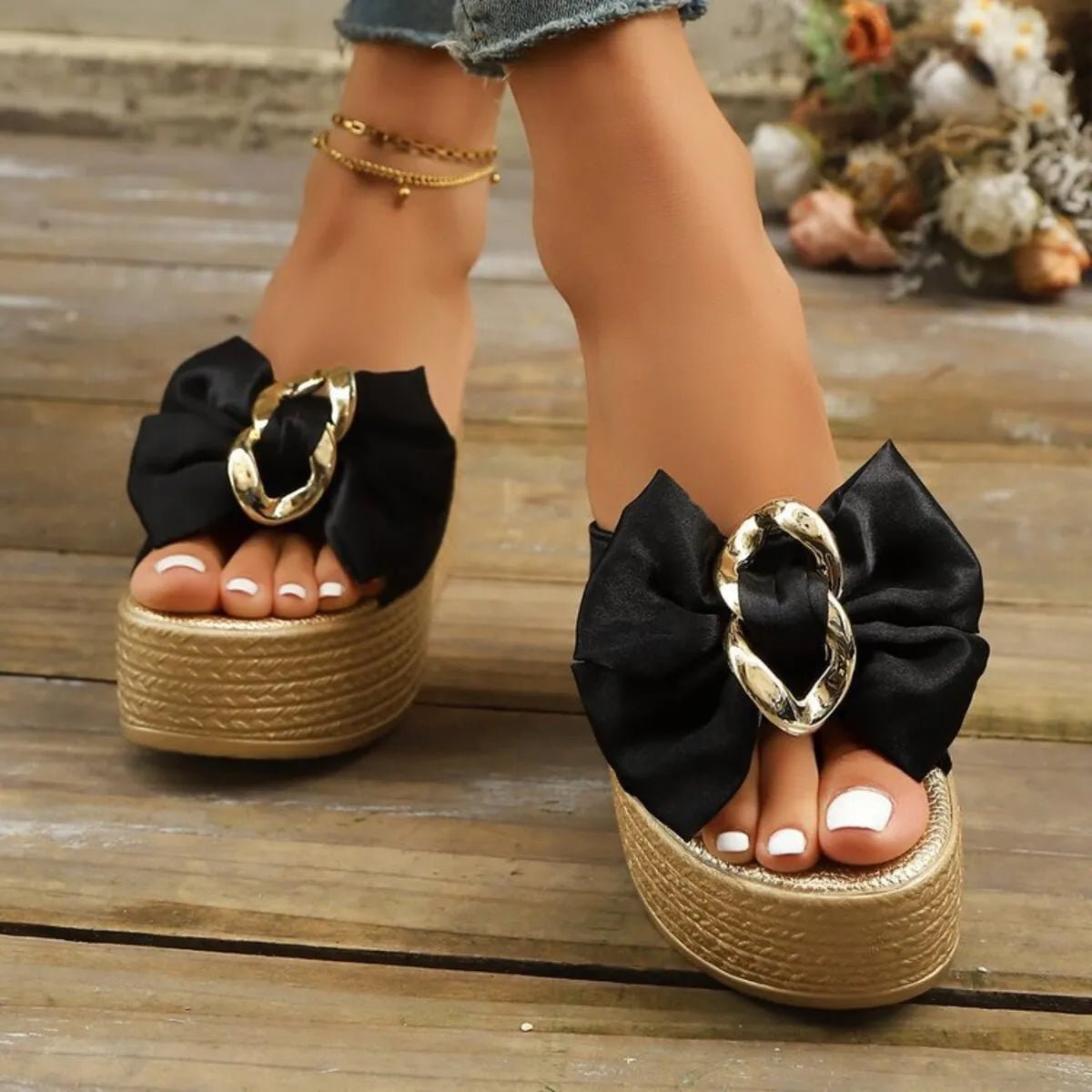 Bow Platform Wedge Sandals - Wow Store