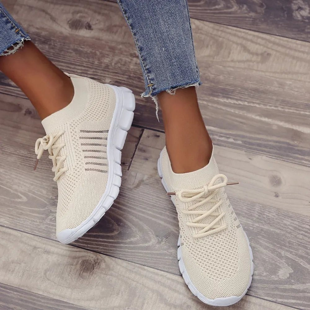 Breathable Mesh Round Toe Lace Up Athletic - Wow Store