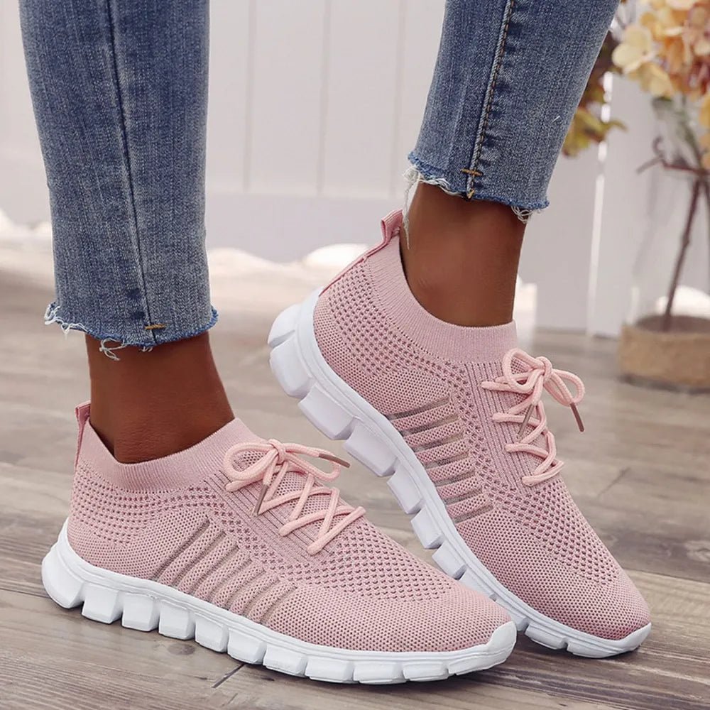 Breathable Mesh Round Toe Lace Up Athletic - Wow Store