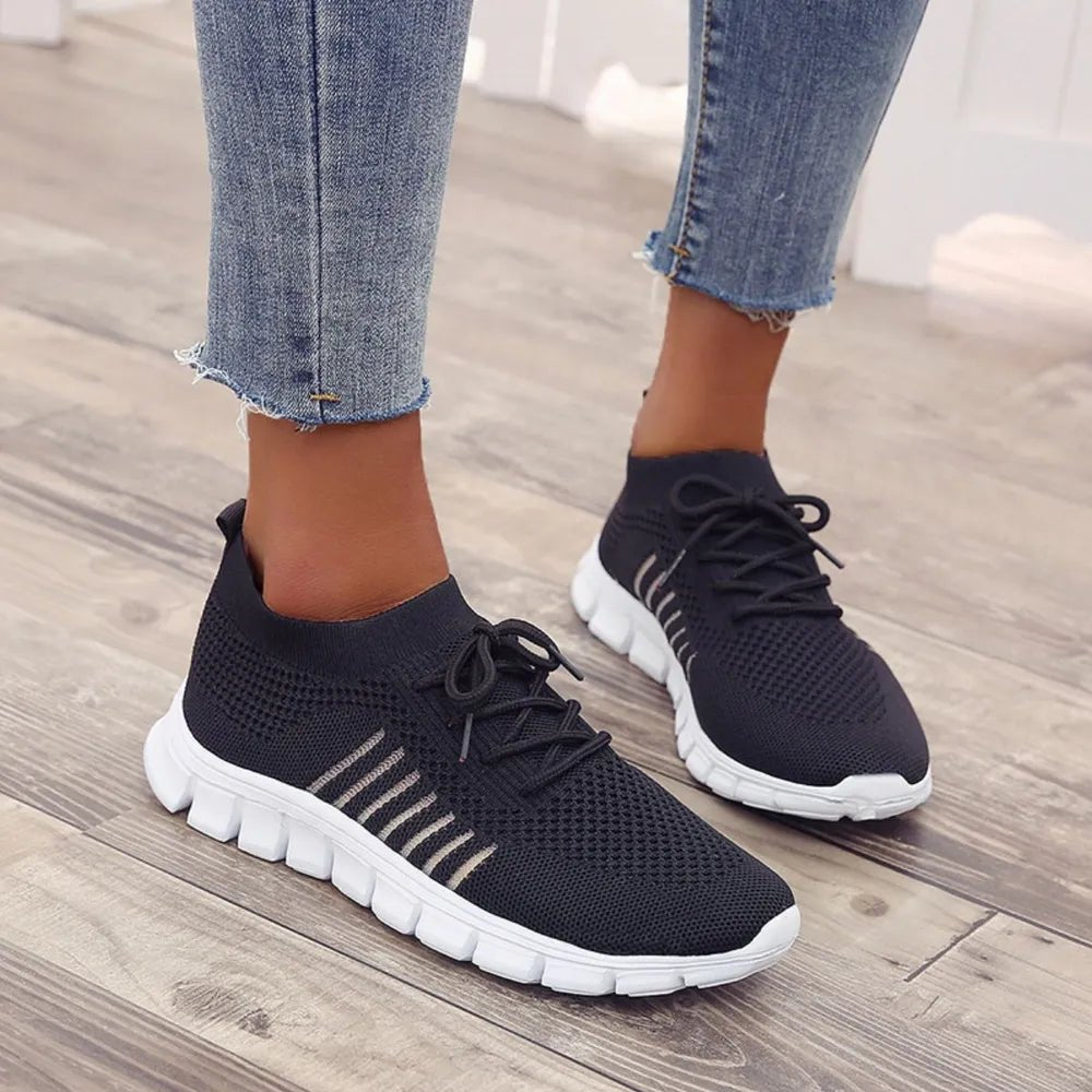 Breathable Mesh Round Toe Lace Up Athletic - Wow Store