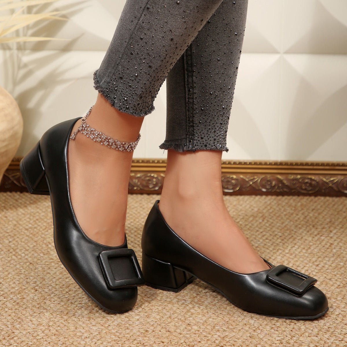 Buckle Block Heel Pumps - Wow Store