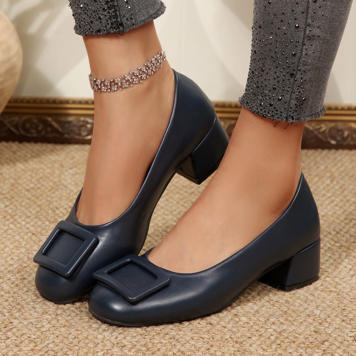 Buckle Block Heel Pumps - Wow Store