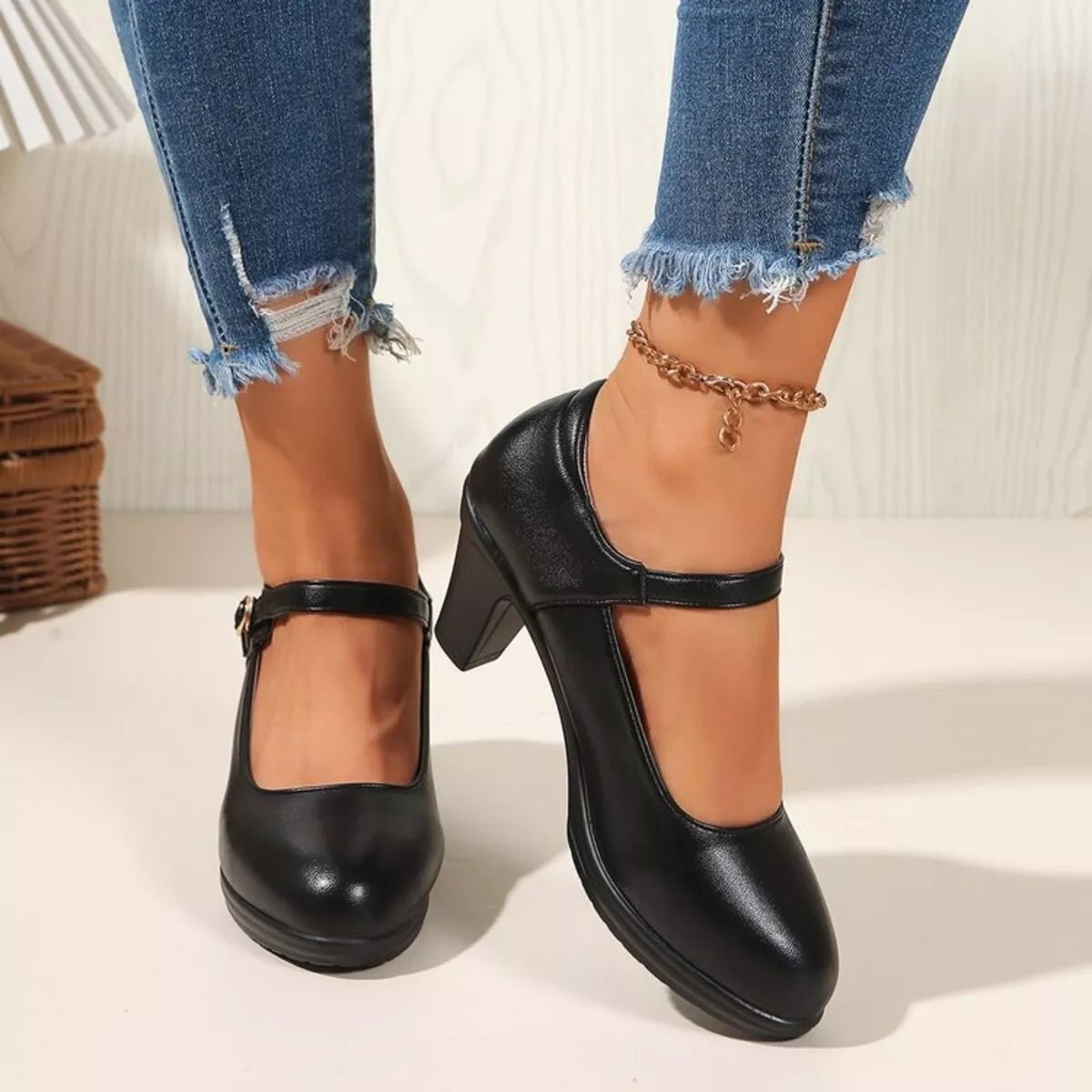 Buckle Block Heels Pumps - Wow Store