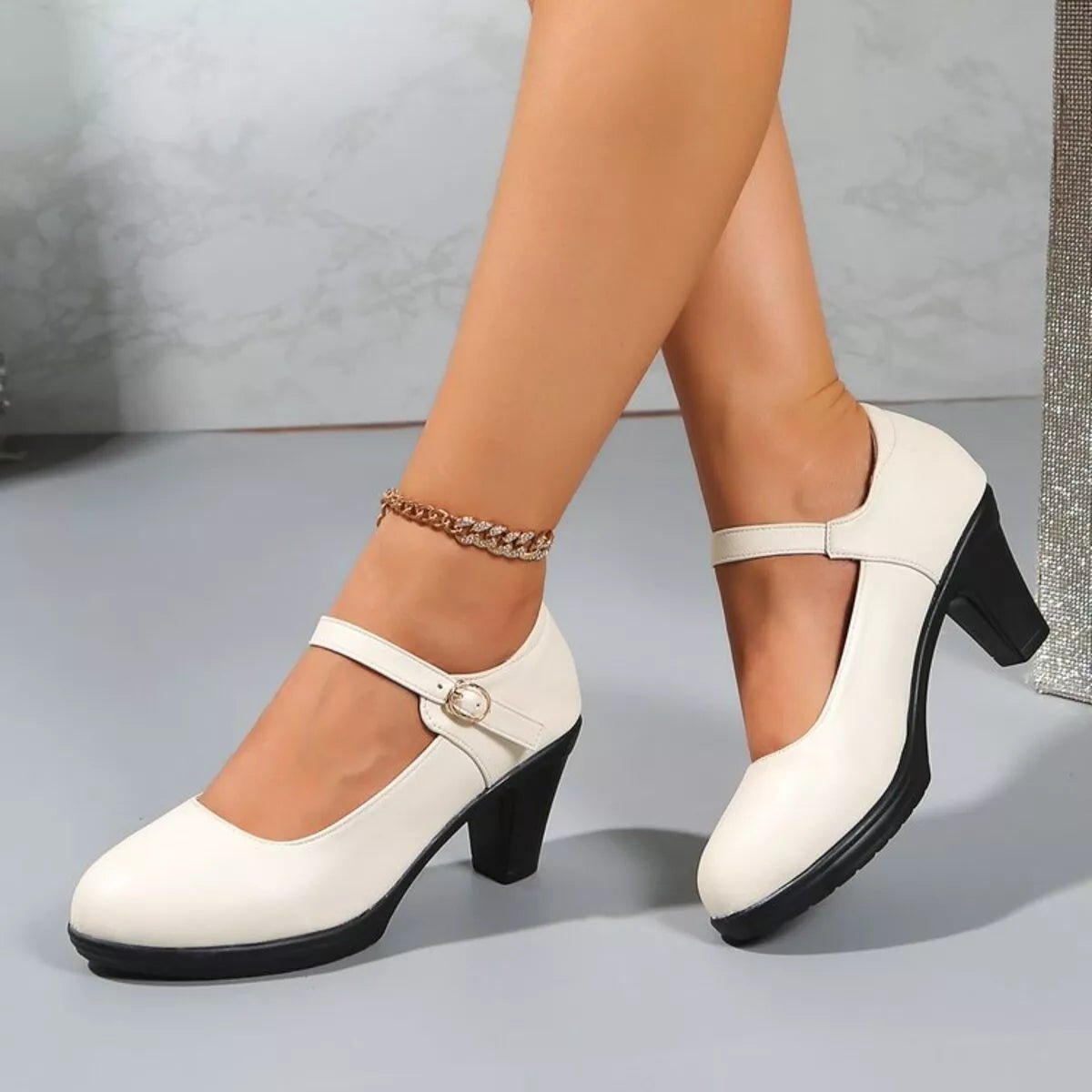 Buckle Block Heels Pumps - Wow Store