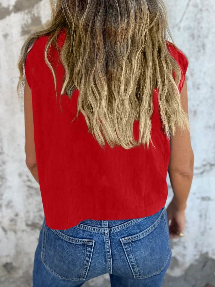 Button - Down Cap Sleeve Shirt - Wow Store