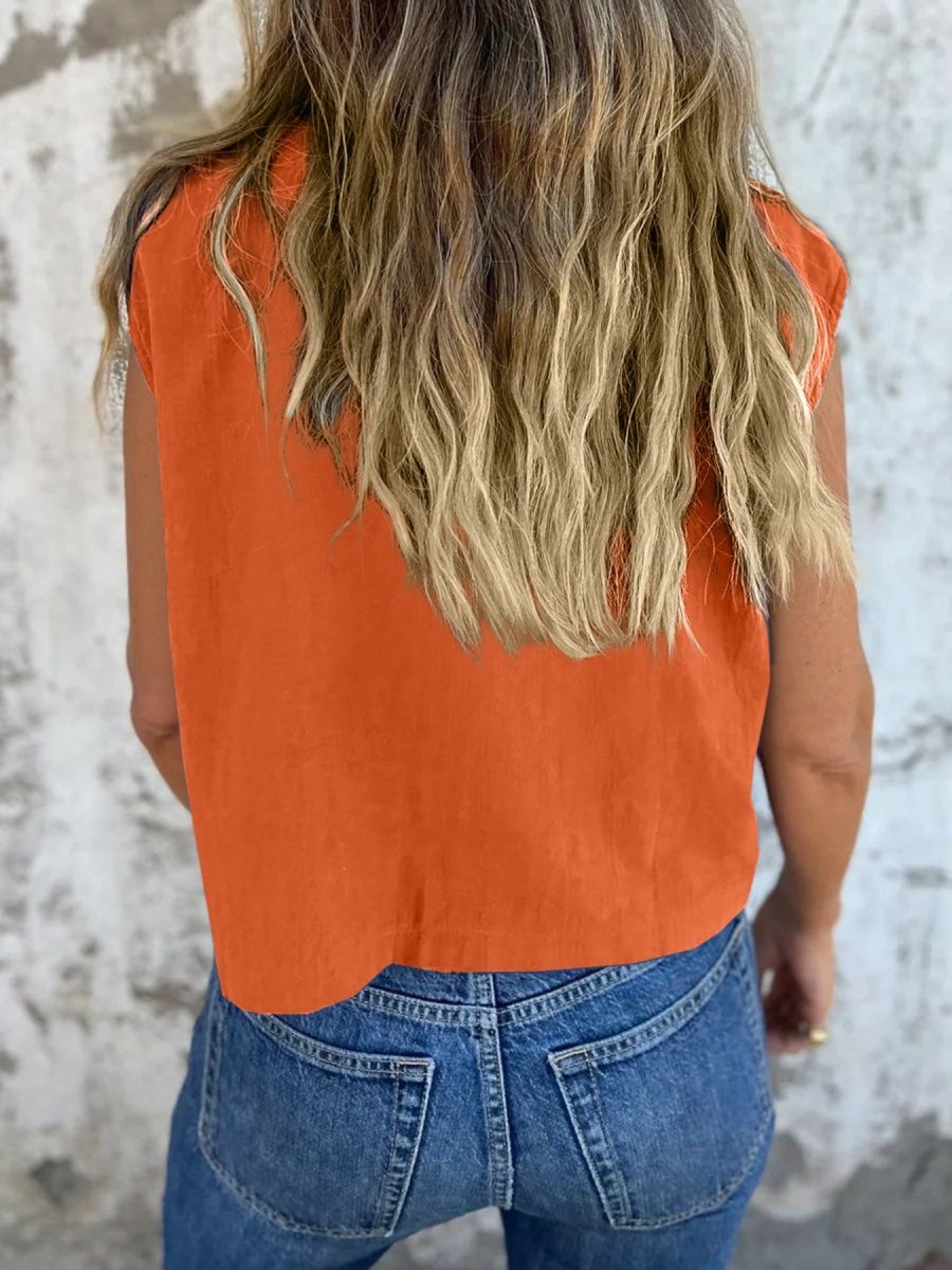 Button - Down Cap Sleeve Shirt - Wow Store