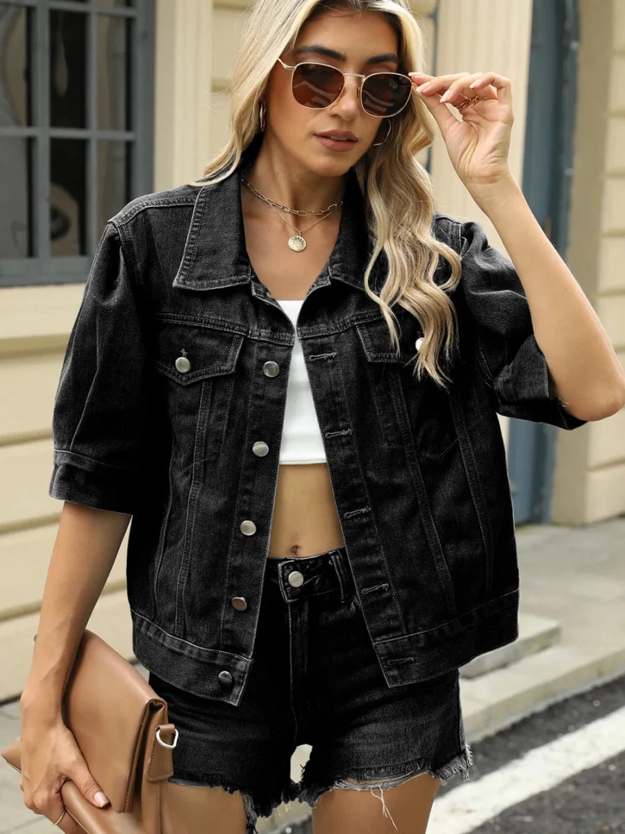 Button Down Washed Denim Jacket - Wow Store