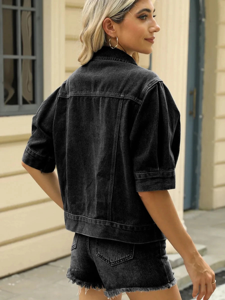 Button Down Washed Denim Jacket - Wow Store