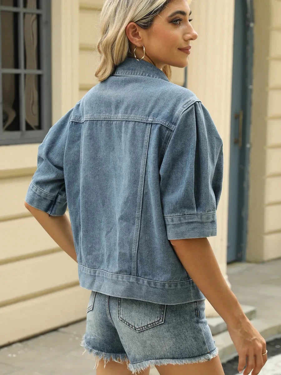 Button Down Washed Denim Jacket - Wow Store