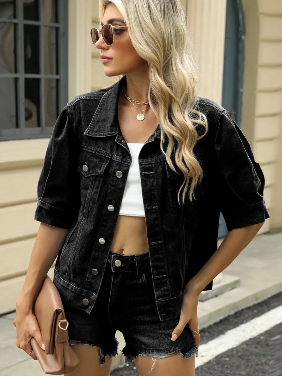 Button Down Washed Denim Jacket - Wow Store