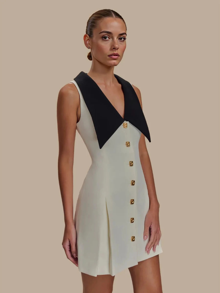 Button Front Sleeveless Mini Dress - Wow Store