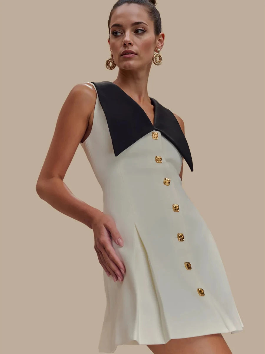 Button Front Sleeveless Mini Dress - Wow Store
