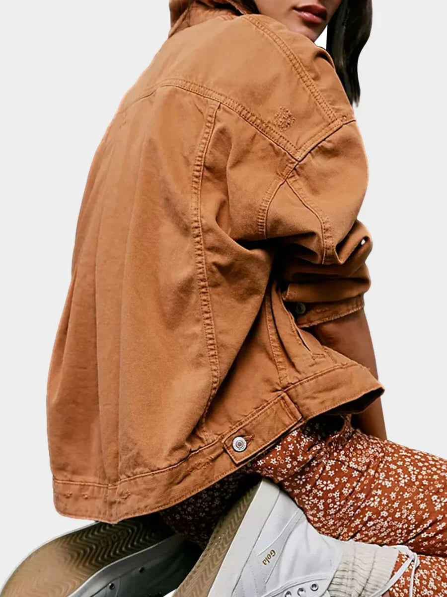 Button Up Drop Shoulder Denim Jacket - Wow Store