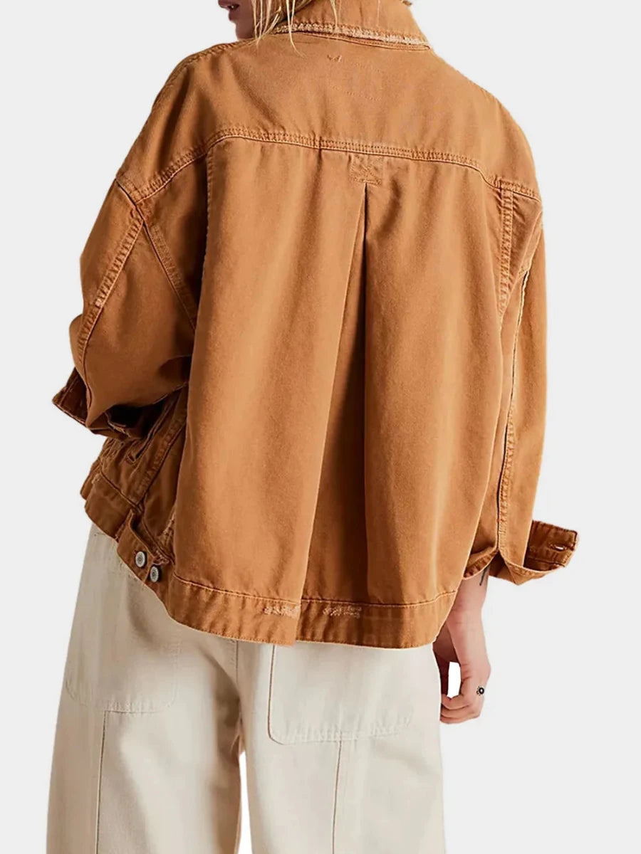 Button Up Drop Shoulder Denim Jacket - Wow Store