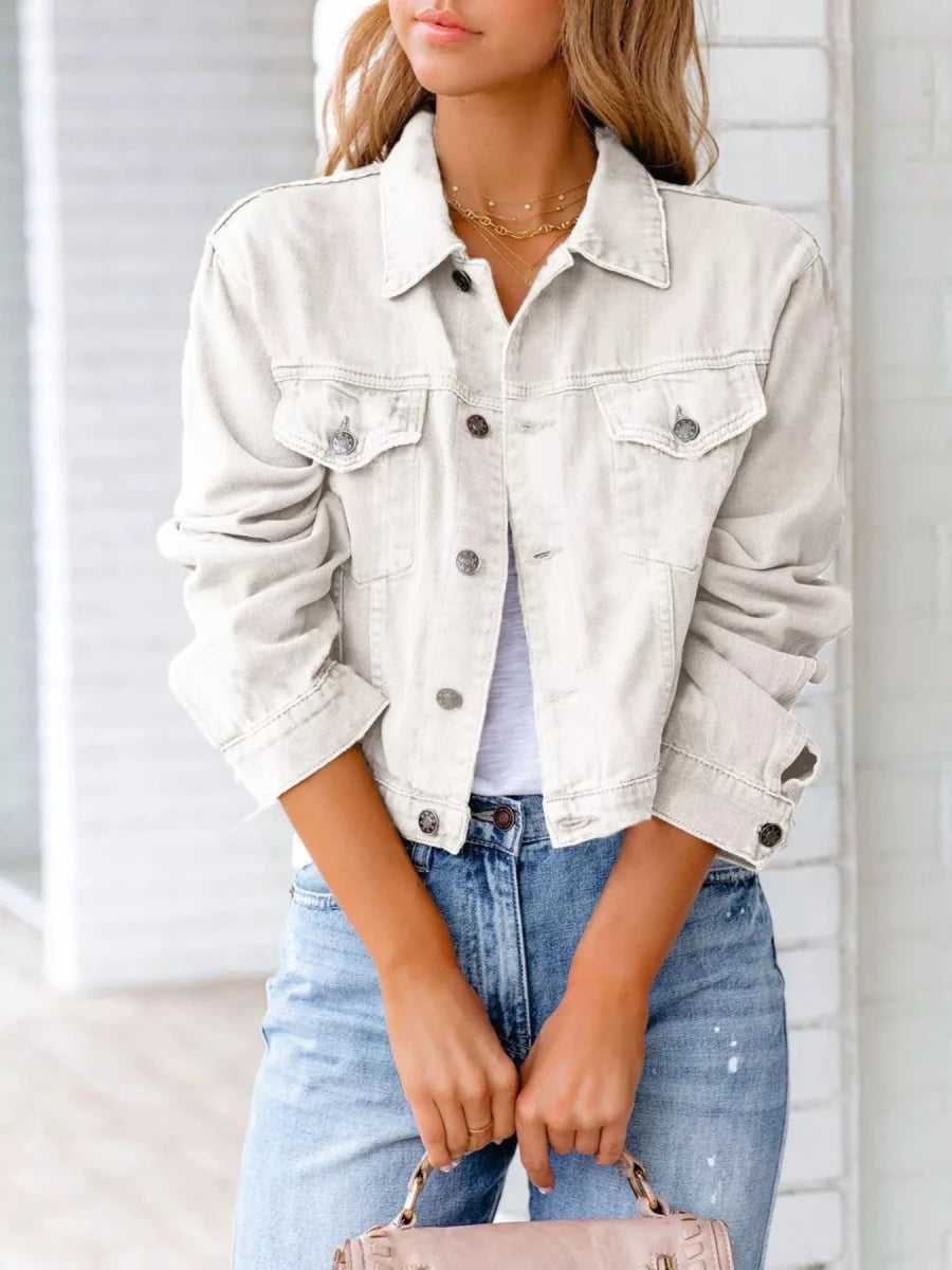 Button Up Long Sleeve Denim Jacket - Wow Store