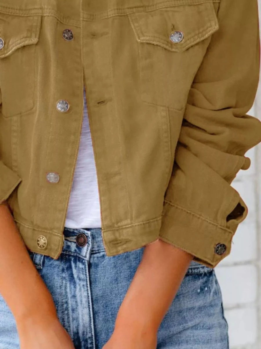 Button Up Long Sleeve Denim Jacket - Wow Store