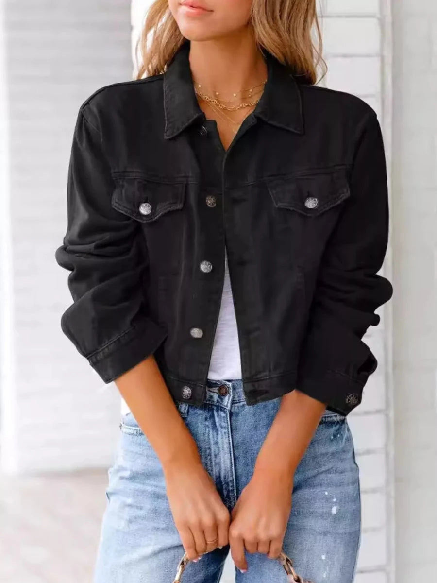 Button Up Long Sleeve Denim Jacket - Wow Store