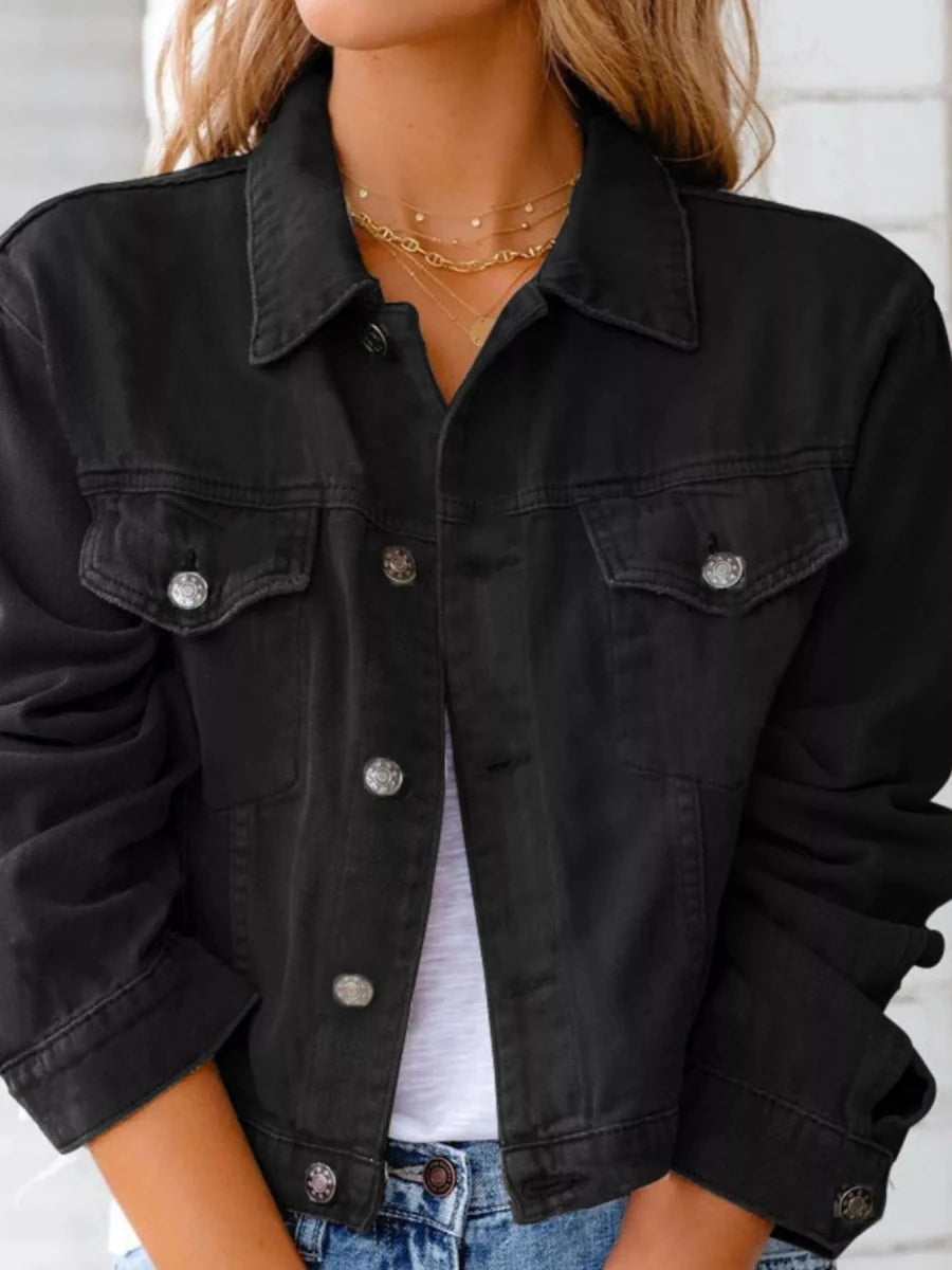 Button Up Long Sleeve Denim Jacket - Wow Store