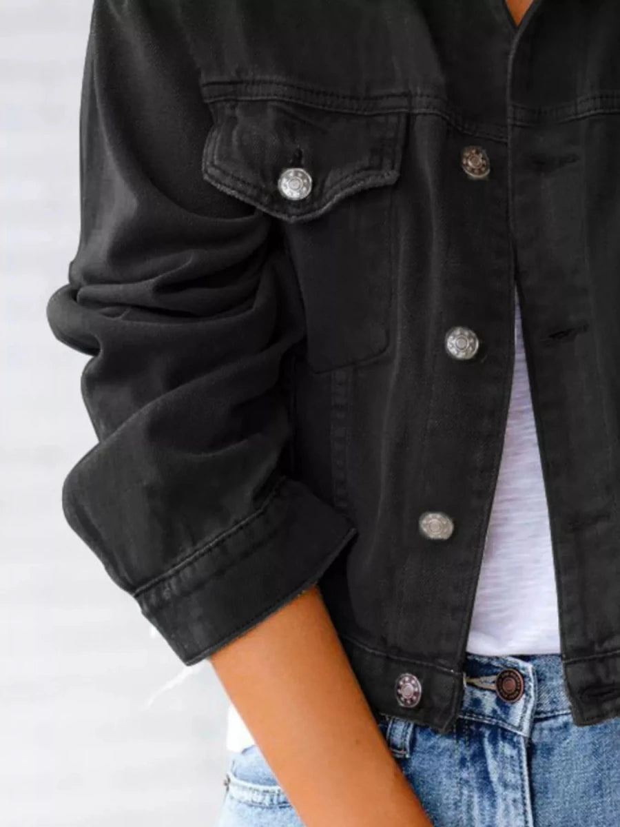 Button Up Long Sleeve Denim Jacket - Wow Store