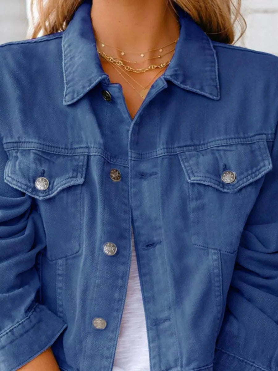 Button Up Long Sleeve Denim Jacket - Wow Store