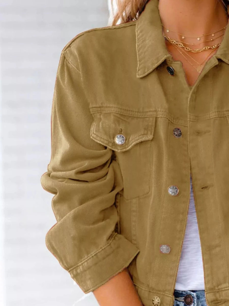 Button Up Long Sleeve Denim Jacket - Wow Store