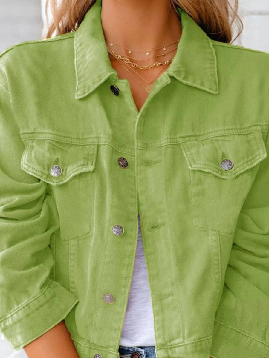 Button Up Long Sleeve Denim Jacket - Wow Store