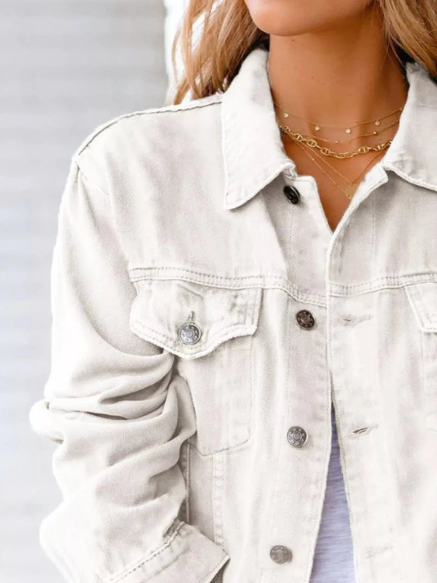 Button Up Long Sleeve Denim Jacket - Wow Store