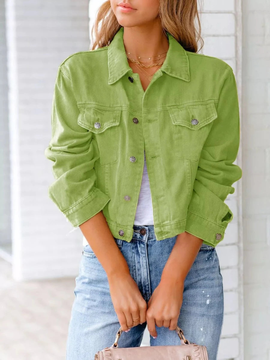Button Up Long Sleeve Denim Jacket - Wow Store