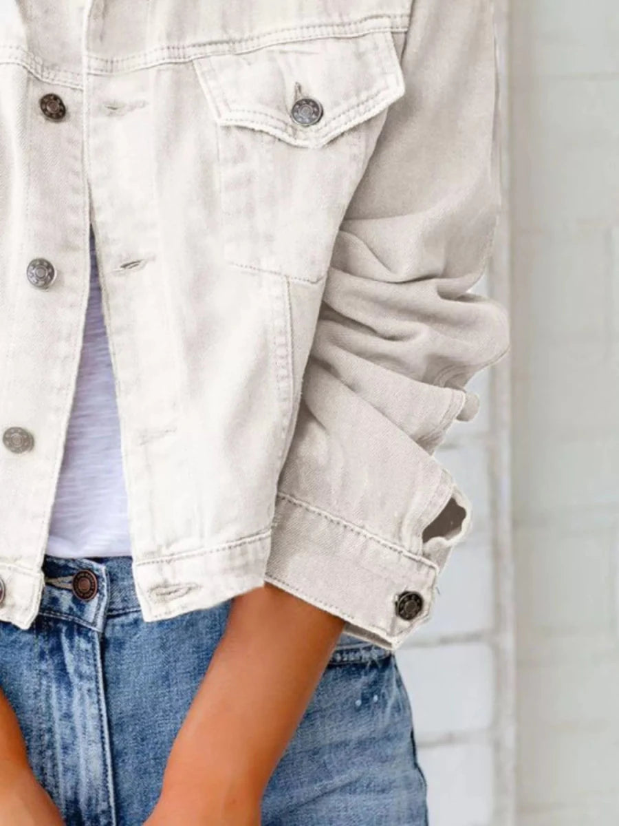 Button Up Long Sleeve Denim Jacket - Wow Store