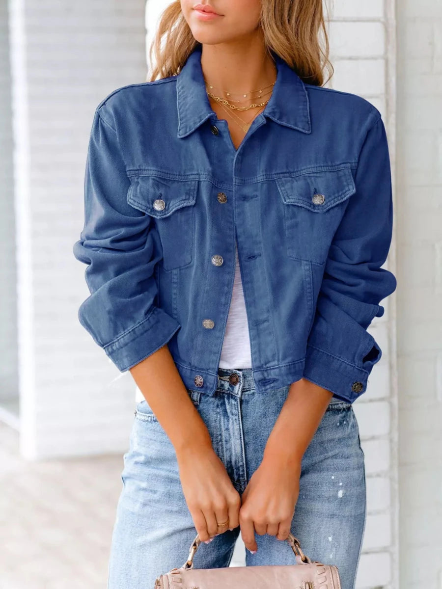 Button Up Long Sleeve Denim Jacket - Wow Store