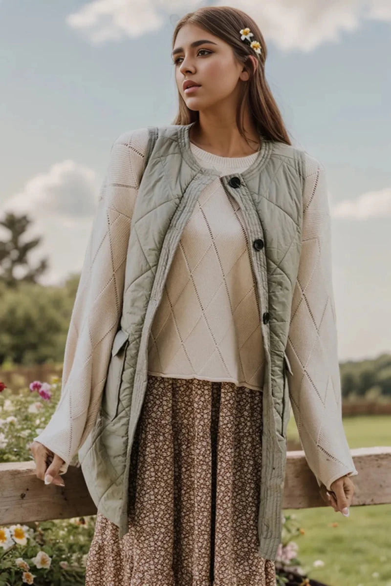 Button Up Pocketed Vest Coat - Wow Store