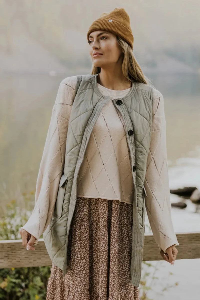 Button Up Pocketed Vest Coat - Wow Store