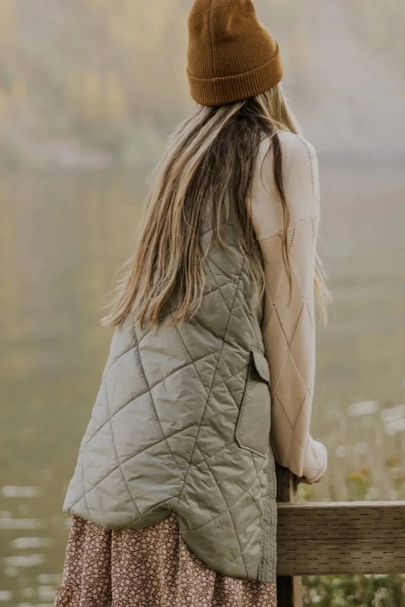 Button Up Pocketed Vest Coat - Wow Store
