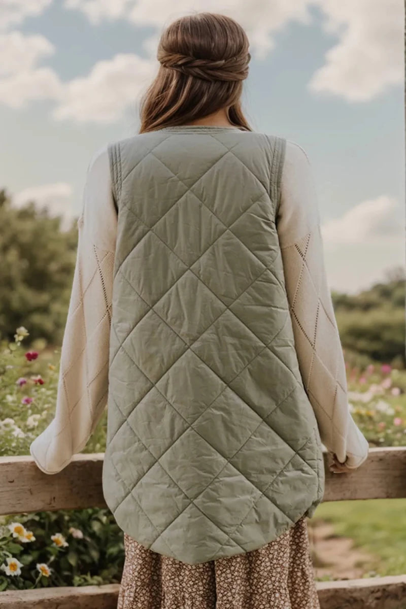 Button Up Pocketed Vest Coat - Wow Store