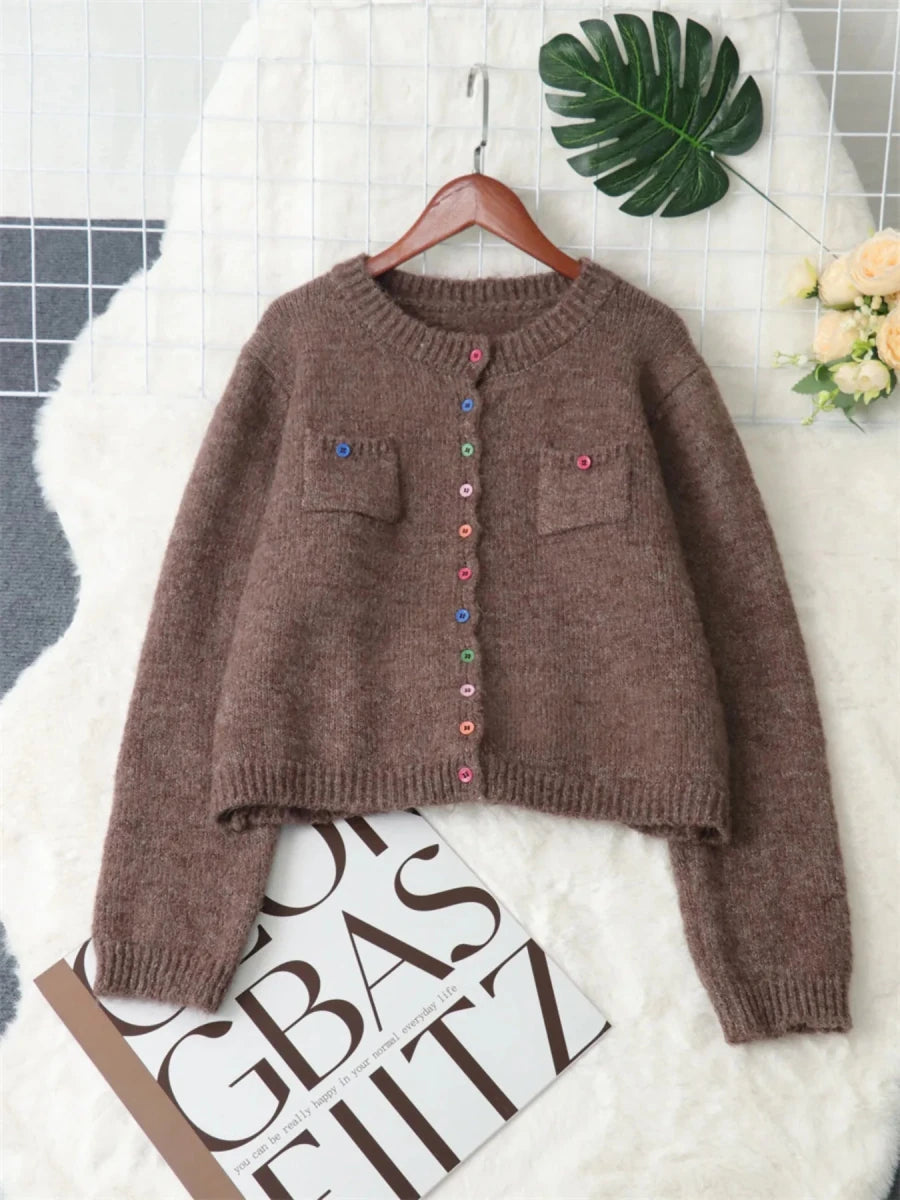 Button - Up Ribbed Hem Cardigan with Chest Pocket - Wow Store