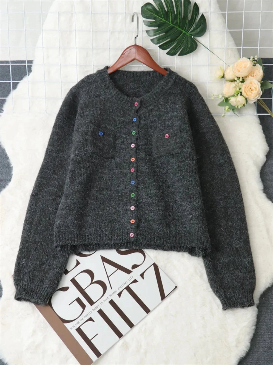 Button - Up Ribbed Hem Cardigan with Chest Pocket - Wow Store