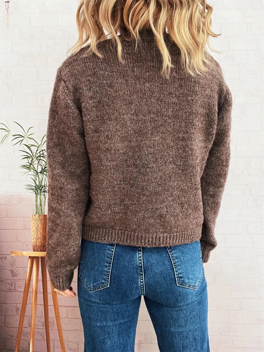 Button - Up Ribbed Hem Cardigan with Chest Pocket - Wow Store