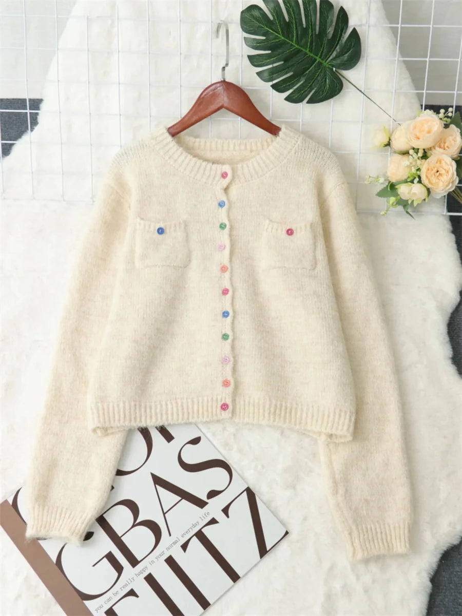 Button - Up Ribbed Hem Cardigan with Chest Pocket - Wow Store