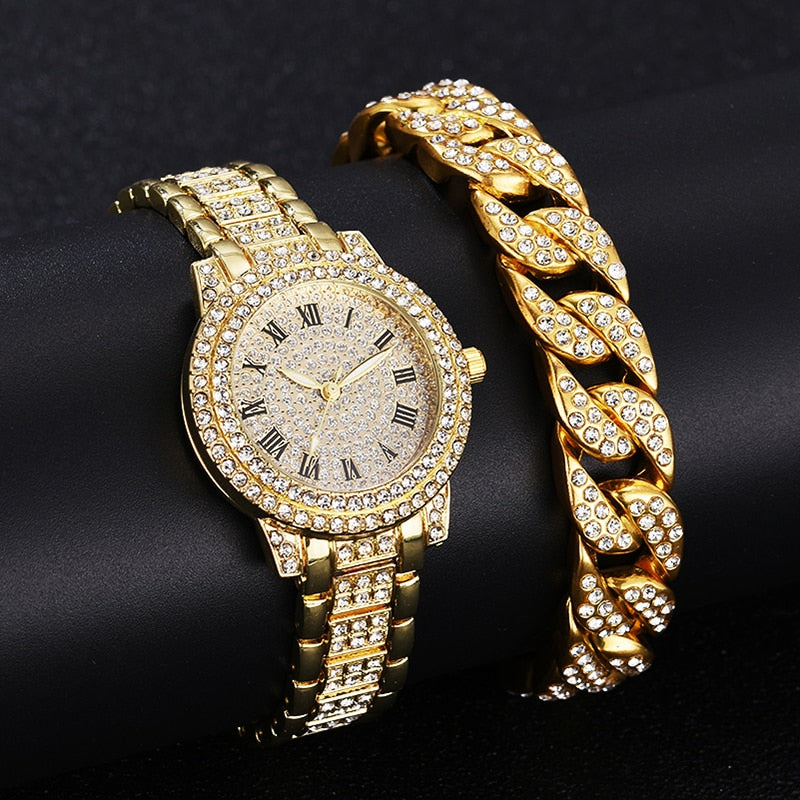 Diamond Crystal Luxe Watch & Bracelet Set