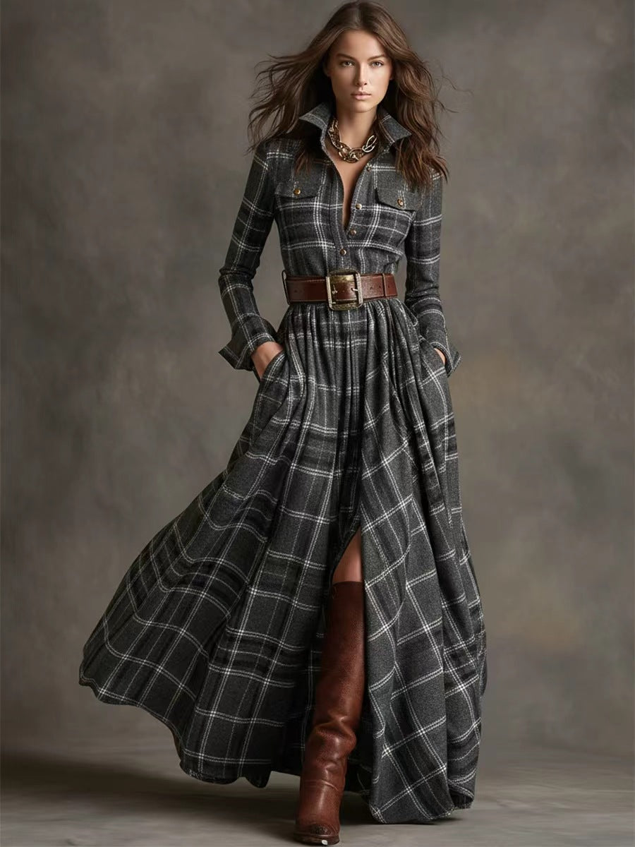 Plaid Maxi Shirt Dress