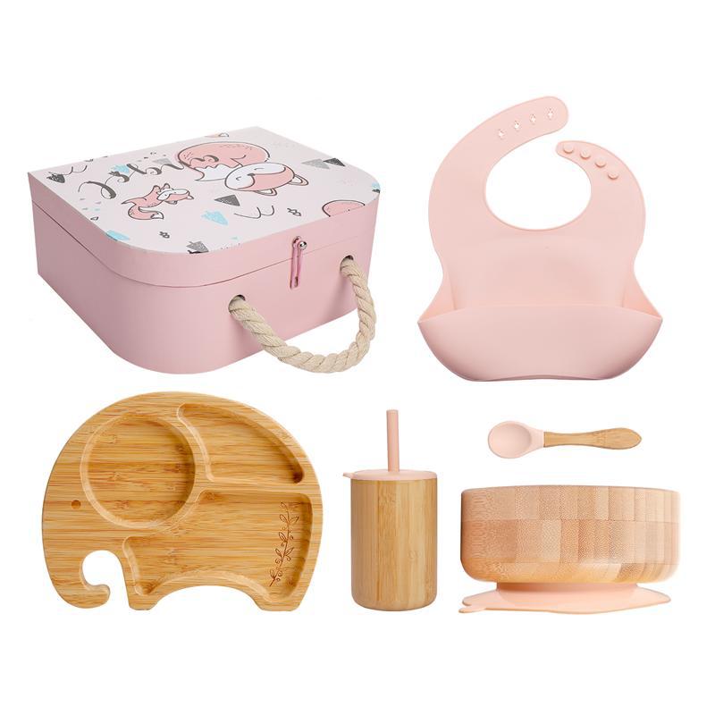Premium Silicone Baby Feeding Set with Bamboo Accessories