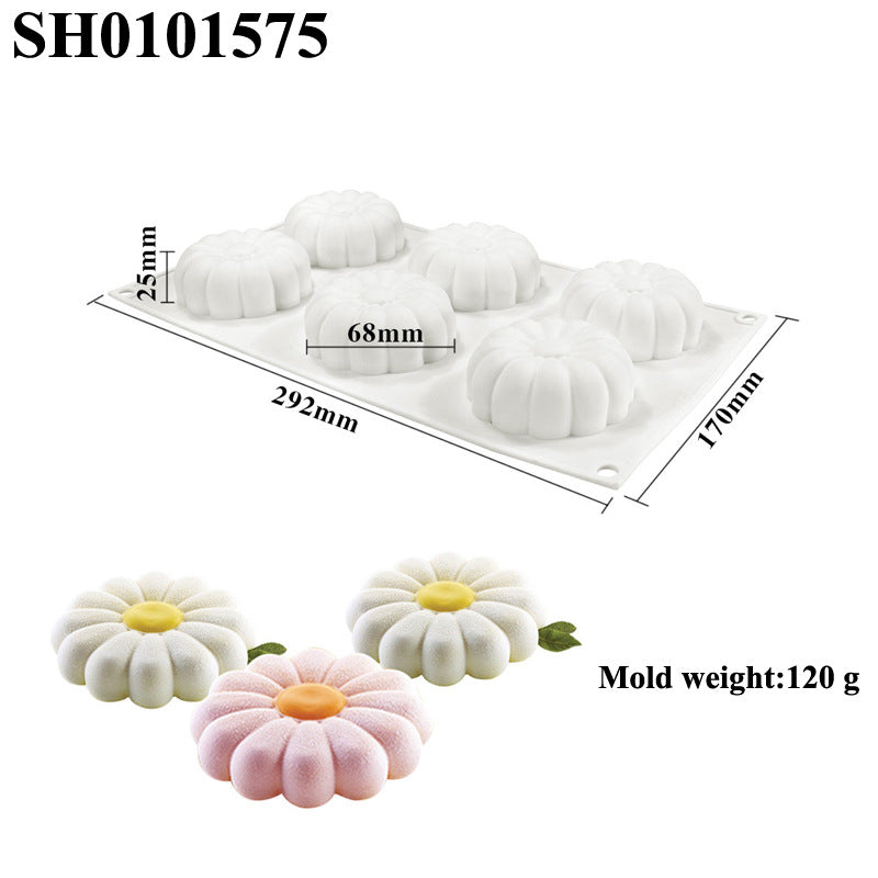 Luxury 6-Cavity Silicone Daisy Cake Mold
