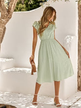Womens V Neck Ruffle Sleeve Summer/holiday Dress - Wow Store