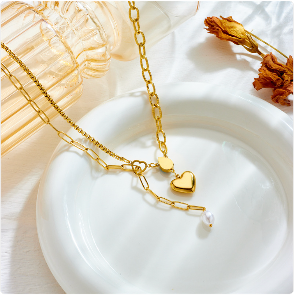 Pearl Heart Pendant Necklace
